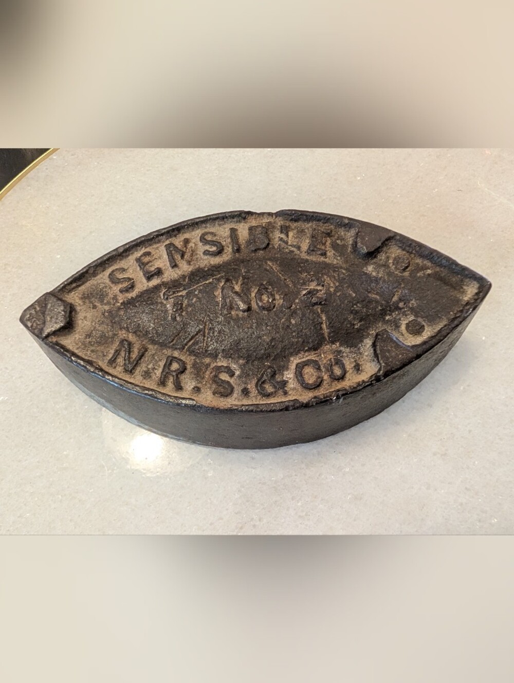 Antique Cast Iron Flat Iron – "Sensible No. 2" N.R.S. & Co. Vintage Laundry Deco